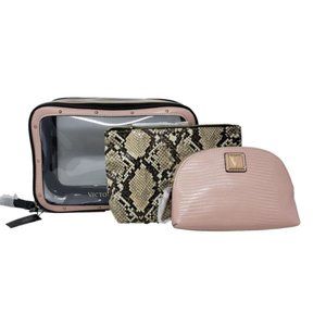 VICTORIA'S SECRET  Beauty To Go Trio Cosmetics Makeup Case Travel Bag set NWT